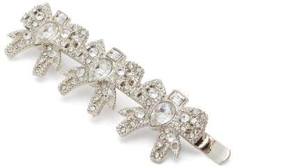 Miu Miu Crystal Embellished Bow Hair Slide Womens Silver