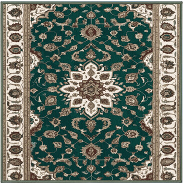 Wildon Home Machine Washable Tabriz Green Area Rug