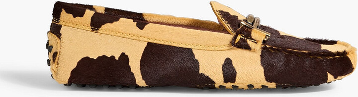 Tod's Double T printed calf hair loafers