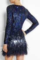 Thumbnail for your product : Matthew Williamson Feather-trimmed sequined mini dress