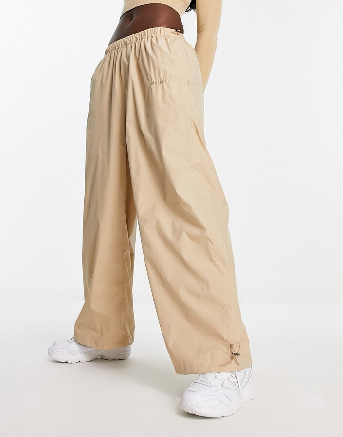 Sixth June low waist nylon parachute pants in beige - ShopStyle