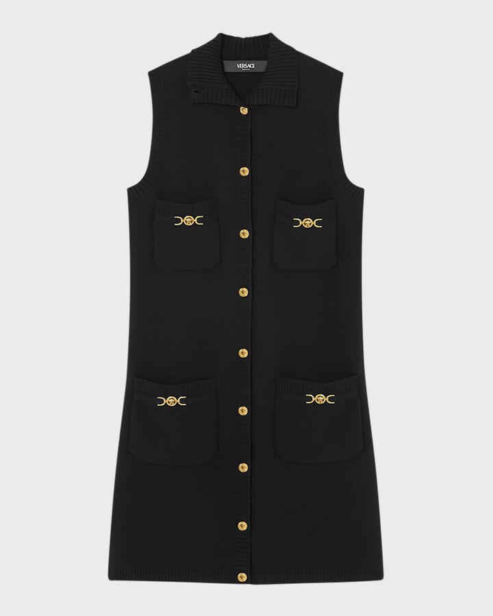 Versace Button-Front Knit Medusa Mini Dress