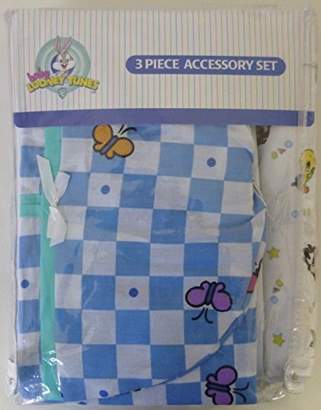 Looney Tunes Warner Bros. Baby 3 Piece Garden Party Accessory Set - Crib Skirt, Flannel Receiving Blanket, Diaper Stacker