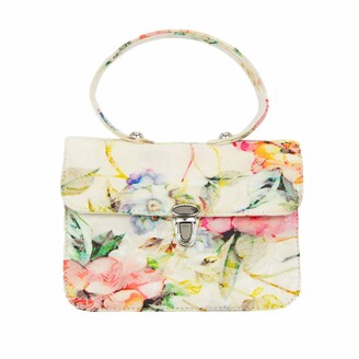 white floral handbag