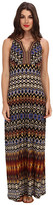 Thumbnail for your product : Donna Morgan Printed V-Neck Maxi with Beaded Neckline