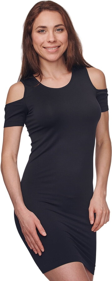 Under Control Women’s Adult Classic Black Cold Shoulder Bodycon Dress