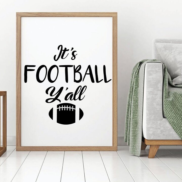 Etsy Football Wall Decal - It's Y'all Vinyl Sticker For Boy's Bedroom Decor, Playroom Or Game Room Decoration
