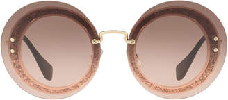 Miu Miu Mu 10rs 64 Pink Round Sunglasses