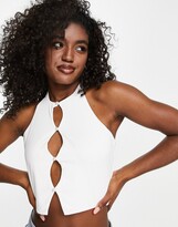 Thumbnail for your product : New Look cut out halterneck top in white