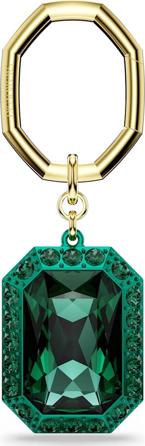 Swarovski Key ring Octagon cut Green Mixed metal finish
