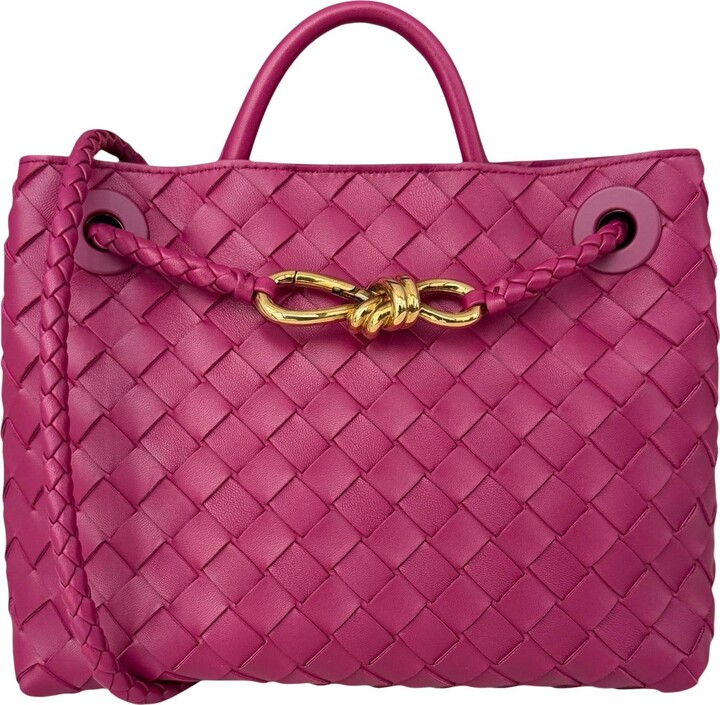 Bottega Veneta Cinnabar Intrecciato Woven Leather Small Andiamo Tote Bag