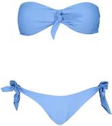 Thumbnail for your product : boohoo Plus Tie Front Bandeau Bikni