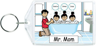Printed Perfection Personalized Tub Time Dad 3 girls Acrylic Key Chain