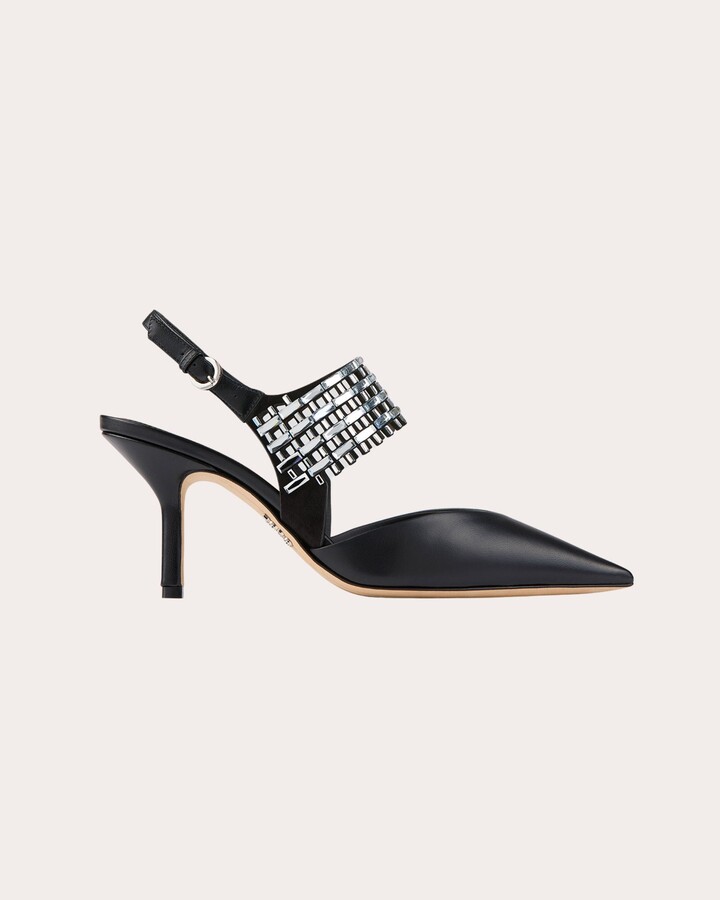 Noa 80 Crystal-Embellished Leather Slingback