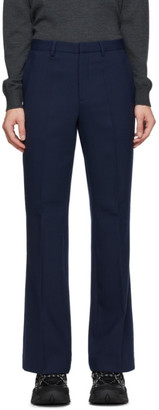 navy flared trousers