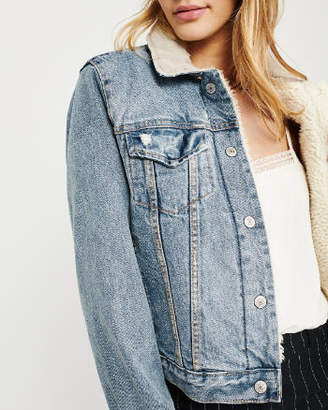 Abercrombie & Fitch Sherpa-Lined Denim Jacket