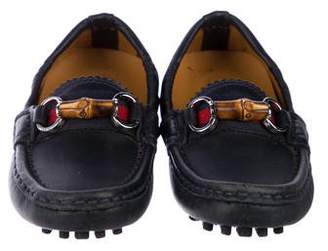 Gucci Boys' Suede Web-Trimmed Loafers w/ Tags