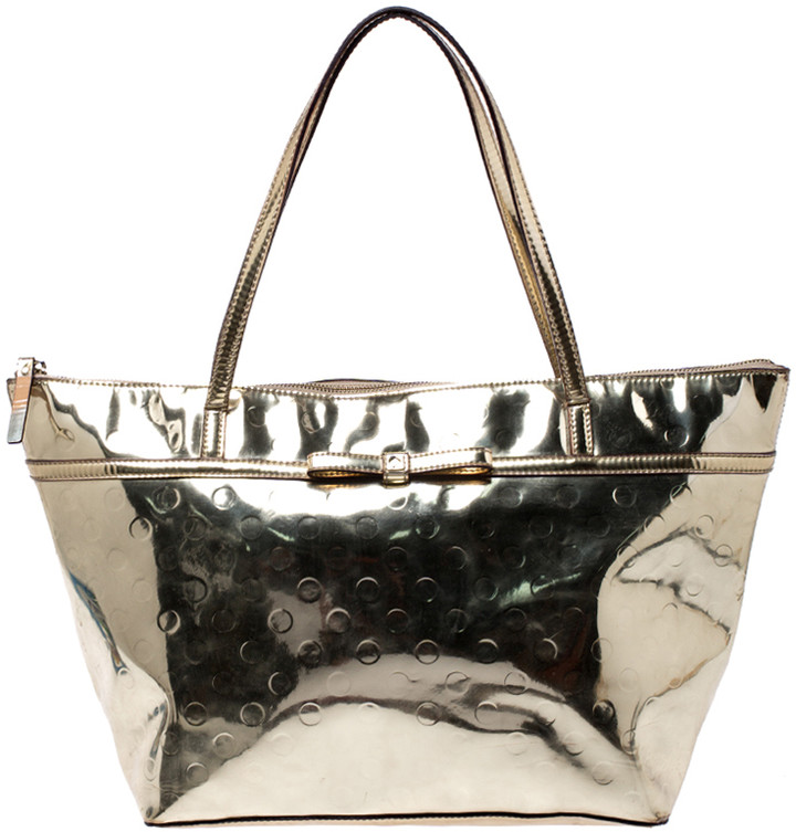 Kate Spade Gold Metallic Gold Patent leather Zip Tote ShopStyle