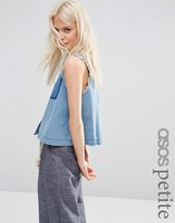 Thumbnail for your product : ASOS Petite PETITE Denim Sleeveless Shirt with Raw Edge and Shadow Pocket
