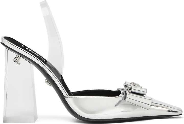 Versace Medusa Head metallic leather pumps