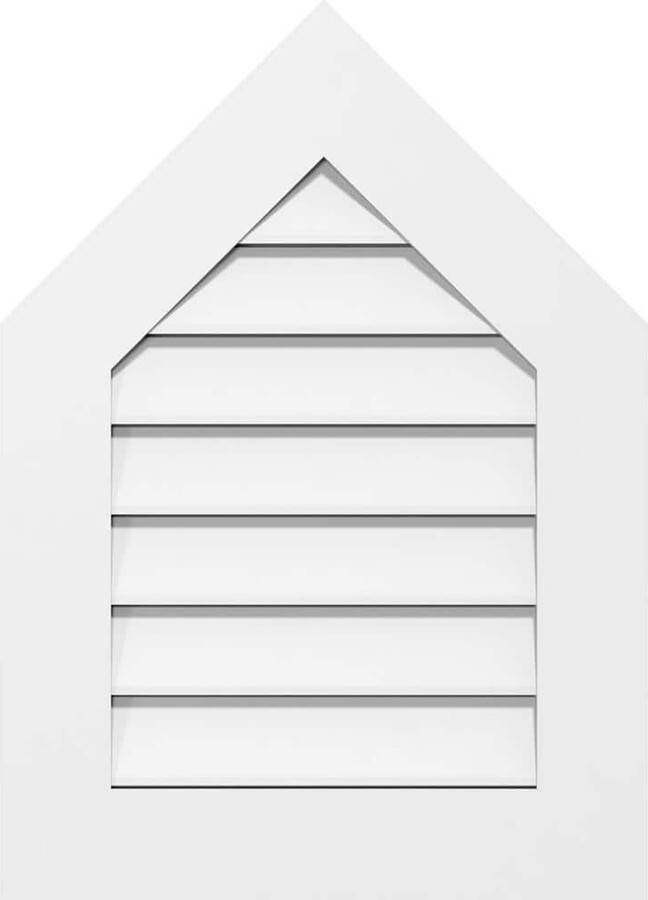 22 in. x 26 in. Peaked Top Surface Mount PVC Gable Vent 13/12 Pitch: Functional with Standard Frame