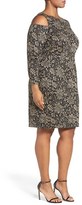 Thumbnail for your product : Eliza J Plus Size Women's Metallic Knit Cold Shoulder Sheath Dress