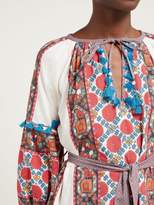 Thumbnail for your product : D'Ascoli Samarkand Printed Cotton Midi Dress - Womens - Red Multi