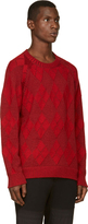 Thumbnail for your product : John Undercover Red Argyle Wool Mohair Knit Sweater