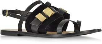 See by Chloe Chelsey Black Leather and Suede Flat Sandal