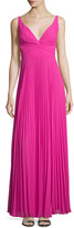 Thumbnail for your product : Laundry by Shelli Segal Sleeveless V-Neck Plisse Gown, Electric Pink