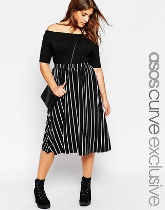 ASOS Curve CURVE Full Midi Skirt in Stripe
