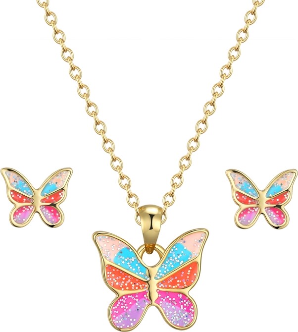 Lily Nily Girls Glitter Butterfly Necklace and Earrings Set