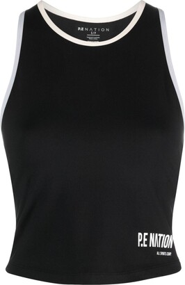 PE Nation Womens BRAND NEW Sports Bra Crop Top Size S Small Red Black Logo  Print