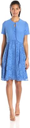 Danny and Nicole Danny & Nicole Women's Short Sleeve Jacket with Fit and Flare Lace Dress