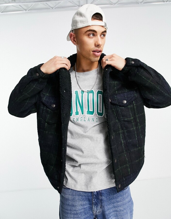 Levi's vintage fit sherpa trucker jacket in check - ShopStyle