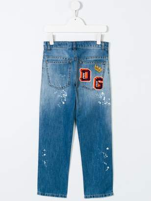 Dolce & Gabbana Kids paint splatter straight jeans