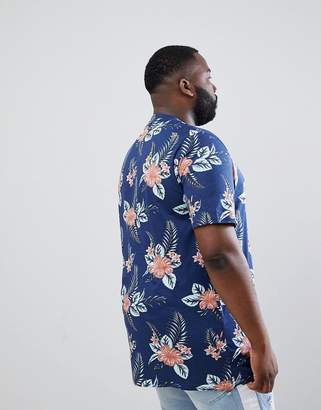 Duke King Size t-shirt in navy tropical print