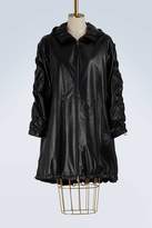 Hooded leather parka 