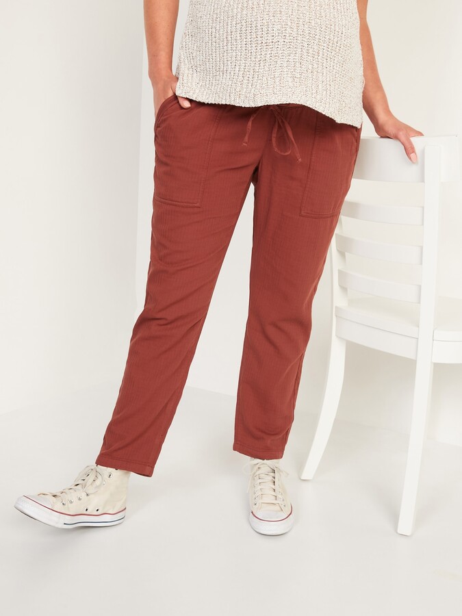 Old Navy Maternity RolloverWaist Textured Twill Utility Ankle Pants