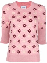 Thumbnail for your product : Barrie Floral-Print Intarsia-Knit Cashmere Top