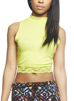 Thumbnail for your product : Arden B Mock Neck Lace Trim Crop Top