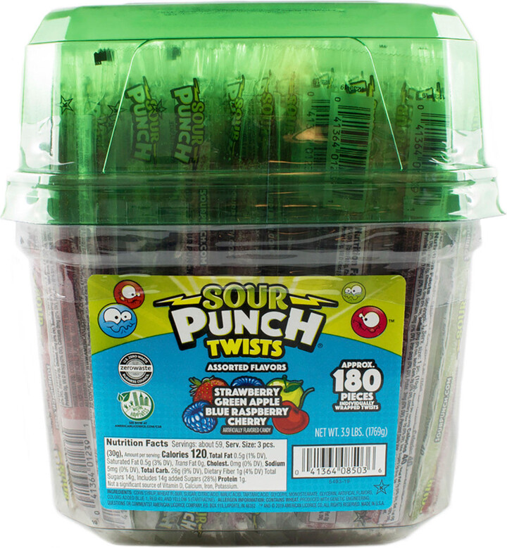 SOUR PUNCH Assorted Chewy Candy Twists, 180 pcs.