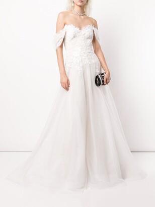 Tadashi Shoji Pierce floral-embroidery bridal dress