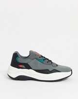 Thumbnail for your product : Bershka chunky trainer with contrast sole in grey