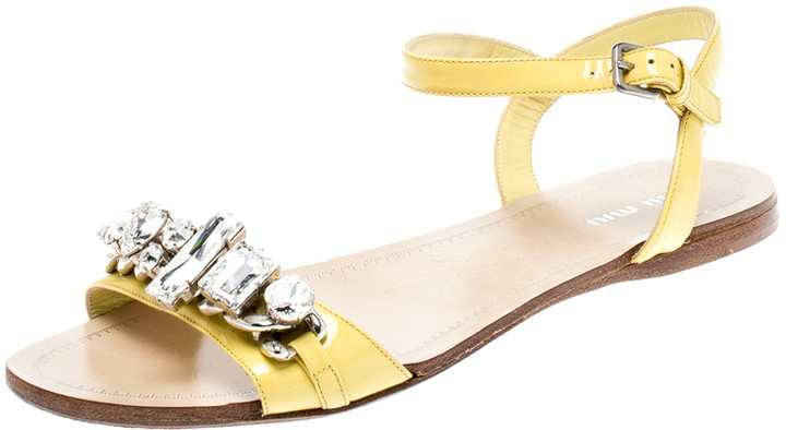 yellow ankle strap flats