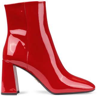 red patent leather ankle boots
