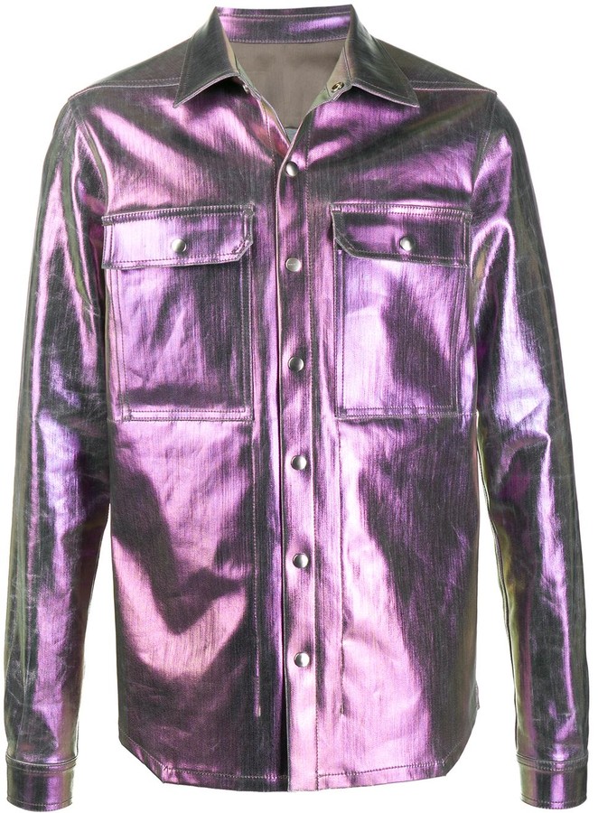 Rick Owens Iridescent-Effect Shirt Jacket - ShopStyle