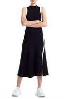 maje bimaterial midi dress