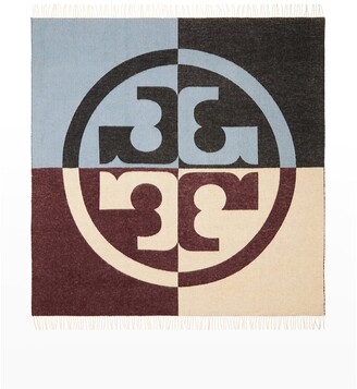 Tory Burch Oversized Logo Colorblock Wool Scarf - ShopStyle Scarves & Wraps