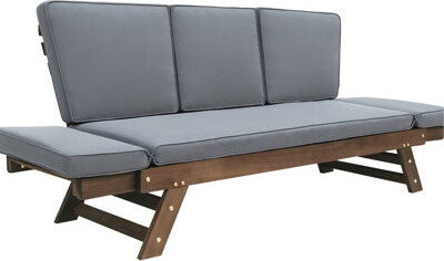 East Urban Home Expandable Outdoor Daybed With Cozy Seat Cushions - Ideal For Small Spaces Brown & Gray Feature Cushions Brown